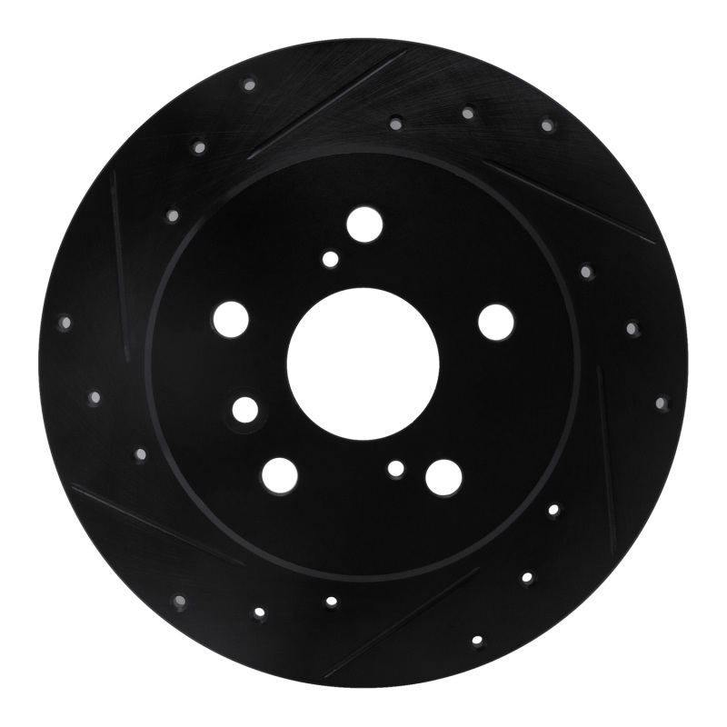 Toyota Avalon Brake Rotor (1) - Rear Left - R1 Concepts - Drilled & Slotted - Black - `00-`04